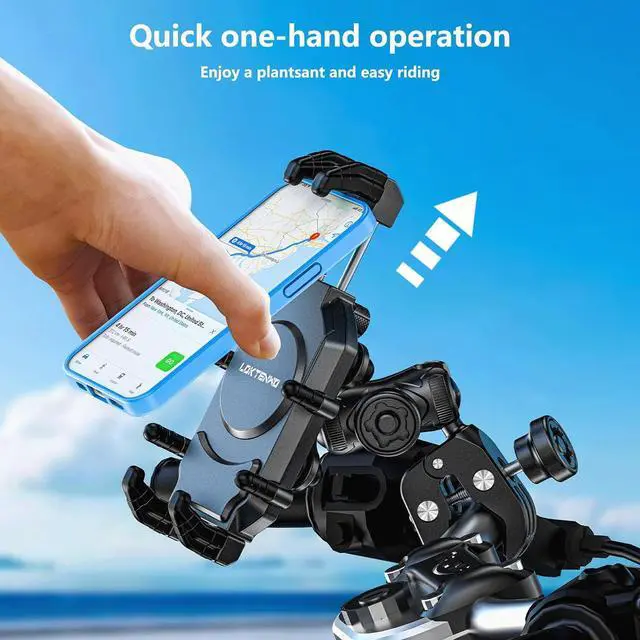 Alt view image 5 of 7 - Motorcycle Phone Mount with Vibration Dampener & High-Speed Secure Lock, Anti-Theft ATV Scooter Motorcycle Handlebar Phone Holder for 5.4 to 7.2 Smartphone
