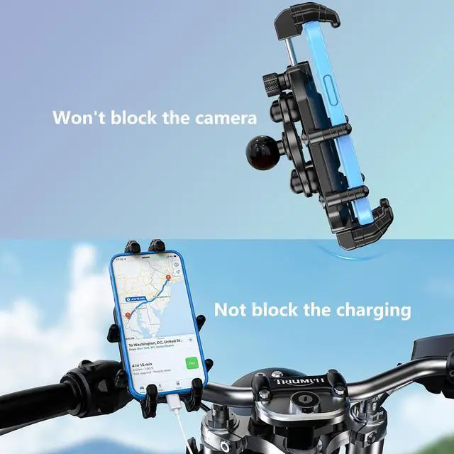 Alt view image 6 of 7 - Motorcycle Phone Mount with Vibration Dampener & High-Speed Secure Lock, Anti-Theft ATV Scooter Motorcycle Handlebar Phone Holder for 5.4 to 7.2 Smartphone