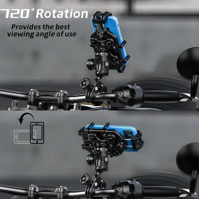 Alt view image 7 of 7 - Motorcycle Phone Mount with Vibration Dampener & High-Speed Secure Lock, Anti-Theft ATV Scooter Motorcycle Handlebar Phone Holder for 5.4 to 7.2 Smartphone