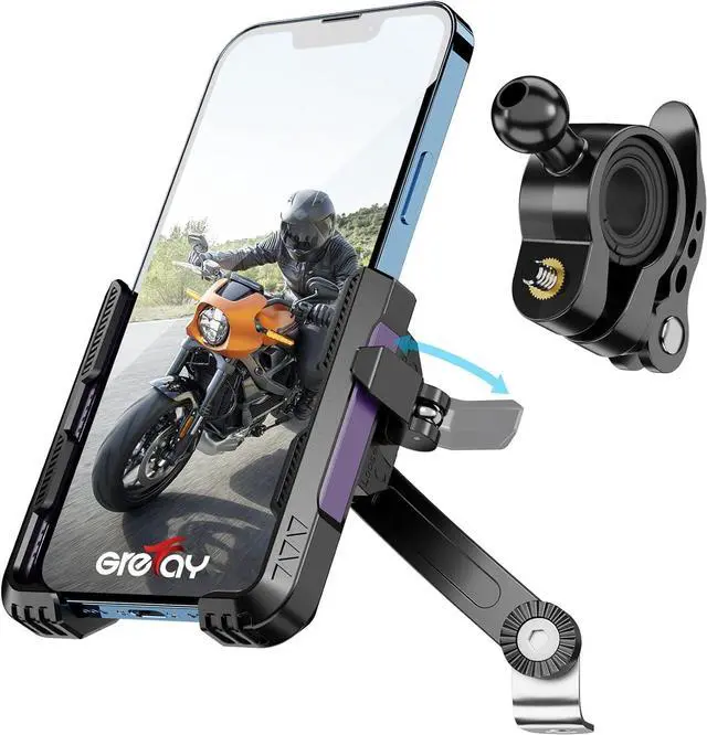 Main image of Motorcycle Phone Holder Handlebar Mount Motorbike Phone Holder Rearview Mirror2 Connection Methods+1S Quick Disassembly with 360 Rotate for 4.0-7.0 inch smartphone