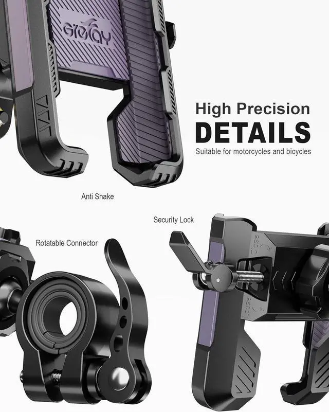 Alt view image 6 of 7 - Motorcycle Phone Holder Handlebar Mount Motorbike Phone Holder Rearview Mirror2 Connection Methods+1S Quick Disassembly with 360 Rotate for 4.0-7.0 inch smartphone