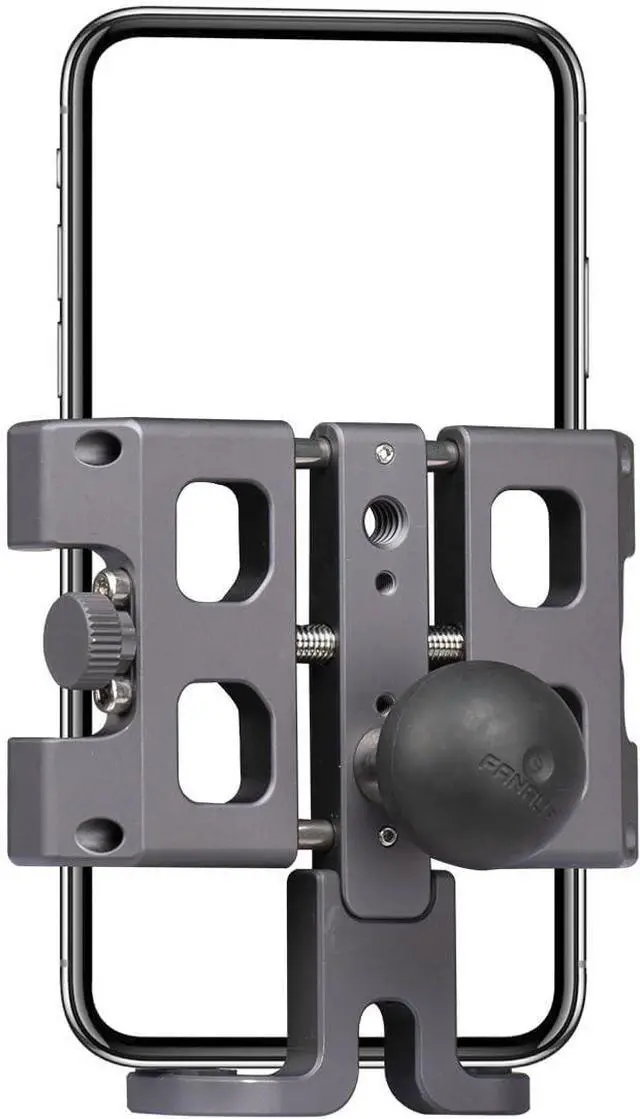 Main image of FANAUE CPC-09 Motorcycle Phone Mount with 1 Inch Ball Head for RAM Mounts B Size Double Socket Arm and Scooter UTV/ATV Bike Phone Holder, Aluminum Alloy Mobile Phones Clip for 5.5-7" Smartphone.