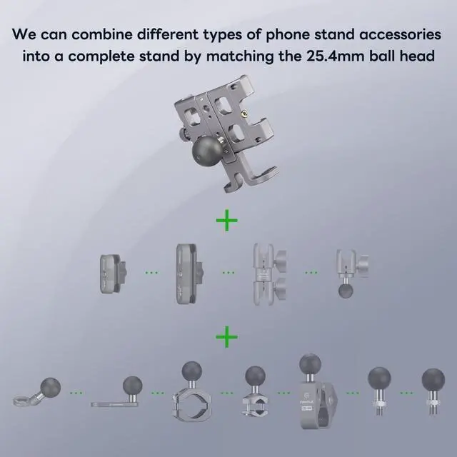 Alt view image 4 of 7 - FANAUE CPC-09 Motorcycle Phone Mount with 1 Inch Ball Head for RAM Mounts B Size Double Socket Arm and Scooter UTV/ATV Bike Phone Holder, Aluminum Alloy Mobile Phones Clip for 5.5-7" Smartphone.