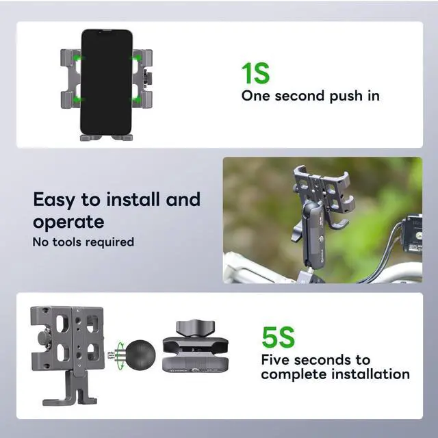 Alt view image 5 of 7 - FANAUE CPC-09 Motorcycle Phone Mount with 1 Inch Ball Head for RAM Mounts B Size Double Socket Arm and Scooter UTV/ATV Bike Phone Holder, Aluminum Alloy Mobile Phones Clip for 5.5-7" Smartphone.