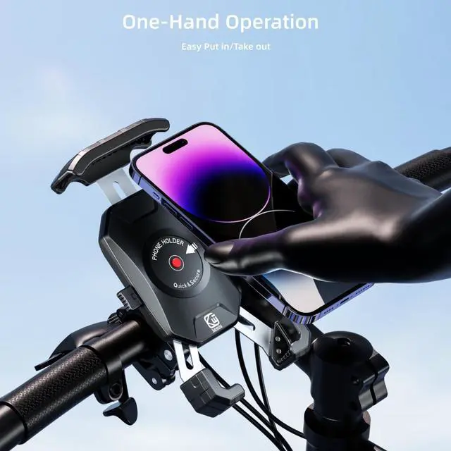 Alt view image 2 of 6 - Kewig Bike Phone Mount Holder, Motorcycle Phone Mount [1s Lock] [One Hand Operation], Bicycle Scooter Handlebar Cradle Clip for iPhone 16 Pro Max/Plus,15 14 13 Mini and 4.0-7" Phone