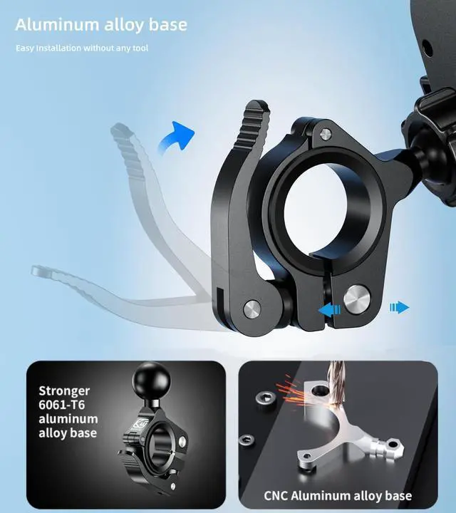 Alt view image 3 of 6 - Kewig Bike Phone Mount Holder, Motorcycle Phone Mount [1s Lock] [One Hand Operation], Bicycle Scooter Handlebar Cradle Clip for iPhone 16 Pro Max/Plus,15 14 13 Mini and 4.0-7" Phone