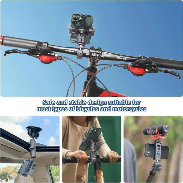 Alt view image 7 of 7 - FANAUE Aluminum Phone Holder with 1" Ball Head Adapter Compatible with RAM mounts B Size Double Socket arm (CPC-08)