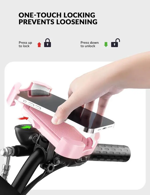 Alt view image 3 of 7 - ROCKBROS Bike Phone Holder, Motorcycle Phone Mount with Security Lock, Shockproof Bicycle Phone Mount, Adjustable Phone Holder for Bike, Motorcycle, Scooter, Suitable for 4.7-6.8 Phone