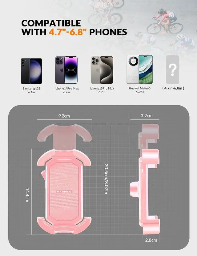 Alt view image 4 of 7 - ROCKBROS Bike Phone Holder, Motorcycle Phone Mount with Security Lock, Shockproof Bicycle Phone Mount, Adjustable Phone Holder for Bike, Motorcycle, Scooter, Suitable for 4.7-6.8 Phone