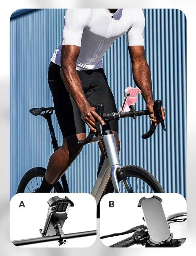 Alt view image 2 of 7 - ROCKBROS Bike Phone Holder, Motorcycle Phone Mount with Security Lock, Shockproof Bicycle Phone Mount, Adjustable Phone Holder for Bike, Motorcycle, Scooter, Suitable for 4.7-6.8 Phone