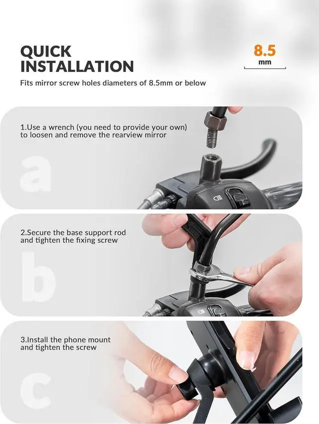 Alt view image 6 of 7 - ROCKBROS Bike Phone Holder, Motorcycle Phone Mount with Security Lock, Shockproof Bicycle Phone Mount, Adjustable Phone Holder for Bike, Motorcycle, Scooter, Suitable for 4.7-6.8 Phone