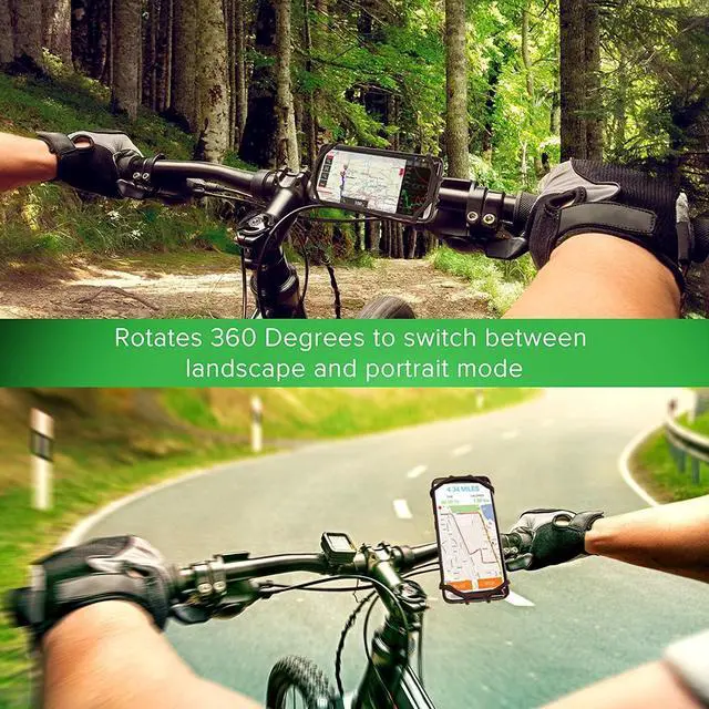 Alt view image 6 of 7 - Bike Cell Phone Mount, Silicone Bike Bicycle Motorcycle MTB Stroller Handlebar, Universal Cycling Holder Fits 360° Rotation Compatible with All Apple iPhone Samsung Galaxy, Google Pixel