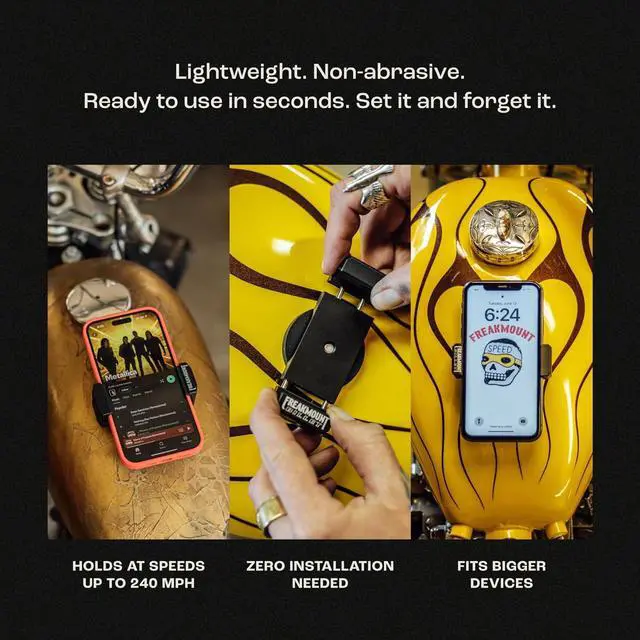 Alt view image 4 of 7 - FREAKMOUNT 2.0 Magnetic Motorcycle Phone Mount - Compatible with Harley Davidson - Premium Billet Aluminum Holder for Gas Tank, High-Speed Magnet Accessories - Fits Most Phones, Black