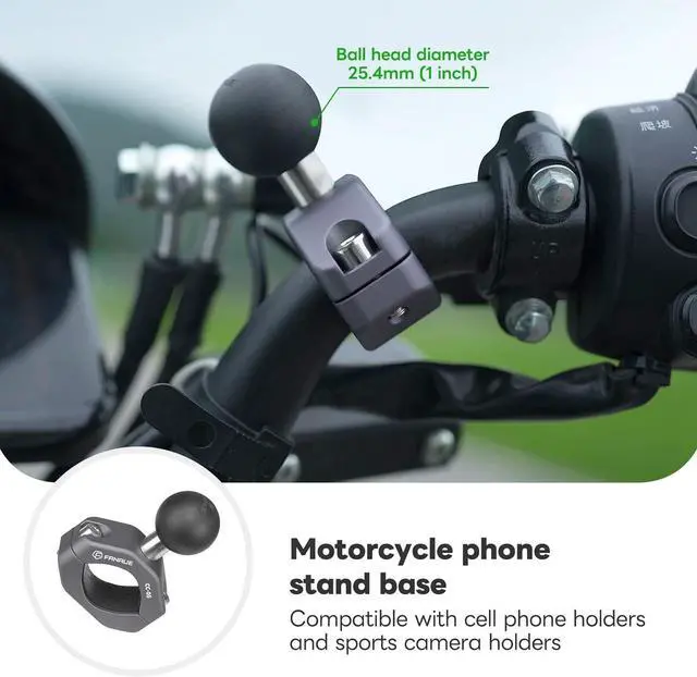 Alt view image 3 of 7 - FANAUE CC-05 Aluminum Handlebar Clamp Mount U-bolt Base Compatible with RAM Mounts B size 1 inch Ball Double Socket Arm & Bike Motorcycle Phone Holder for 0.85" to 1.14" Diameter Rail