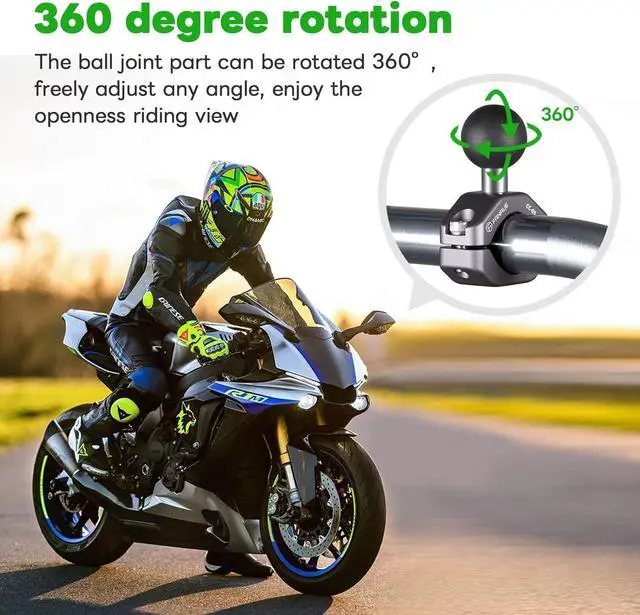 Alt view image 7 of 7 - FANAUE CC-05 Aluminum Handlebar Clamp Mount U-bolt Base Compatible with RAM Mounts B size 1 inch Ball Double Socket Arm & Bike Motorcycle Phone Holder for 0.85" to 1.14" Diameter Rail