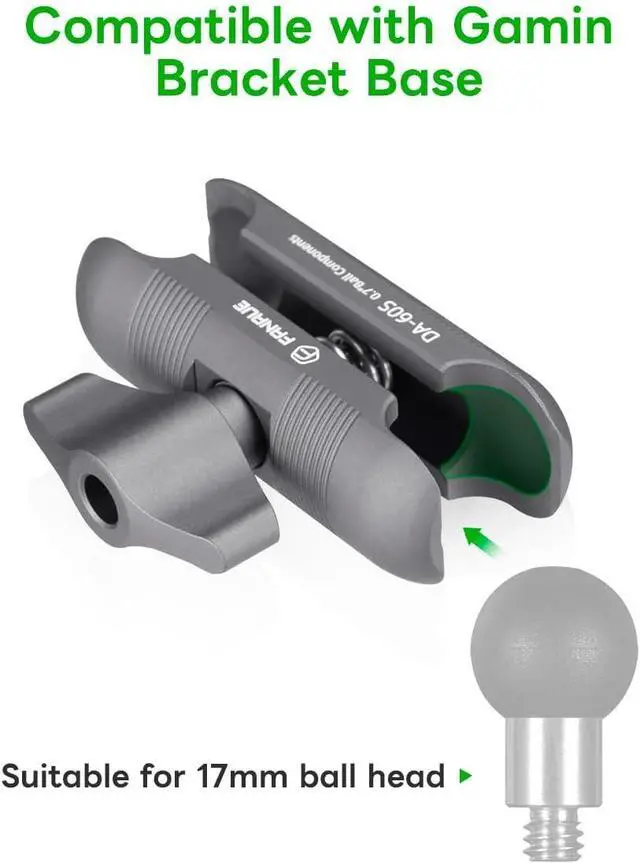 Alt view image 3 of 7 - FANAUE Double Socket Arm Connects to 17mm Ball Head Adapter Only, Compatible with Garmin GPS Mount and Bike Motorcycle Phone Holder, Made of Aluminum Alloy with a Length of 2.44".