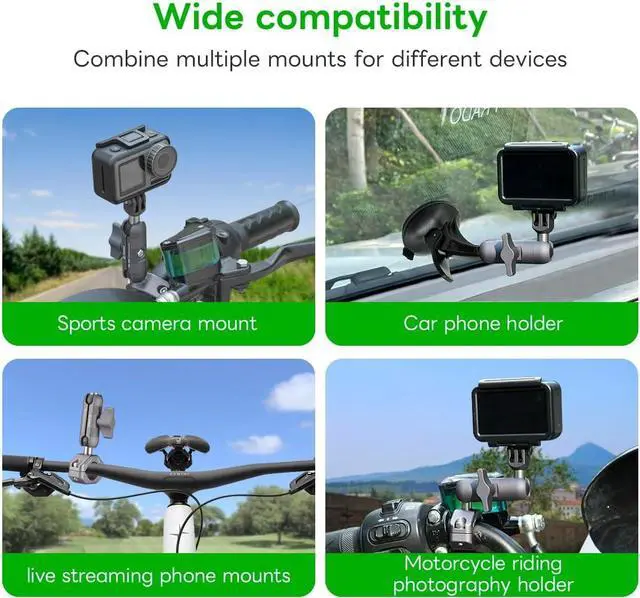 Alt view image 6 of 7 - FANAUE Double Socket Arm Connects to 17mm Ball Head Adapter Only, Compatible with Garmin GPS Mount and Bike Motorcycle Phone Holder, Made of Aluminum Alloy with a Length of 2.44".