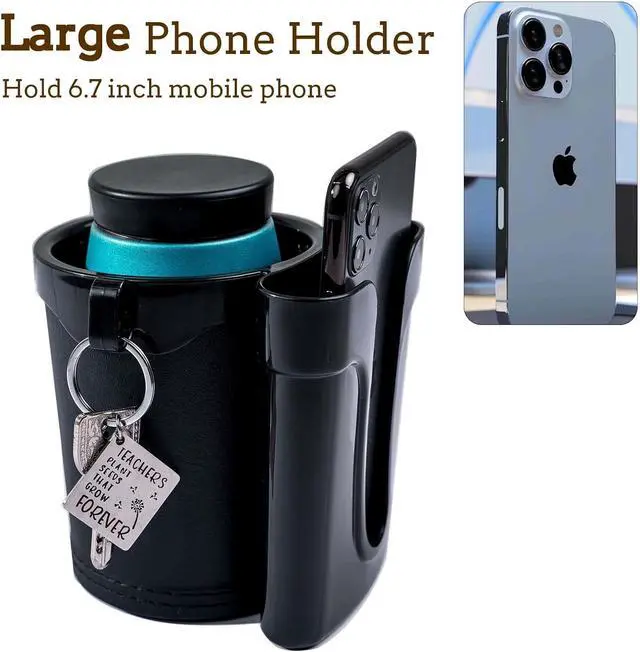 Alt view image 4 of 7 - Bike Cup Holder Handlebar Cruiser with Cell Phone Holder Key Holder for Bicycle Motorcycle Scooter Boat Black