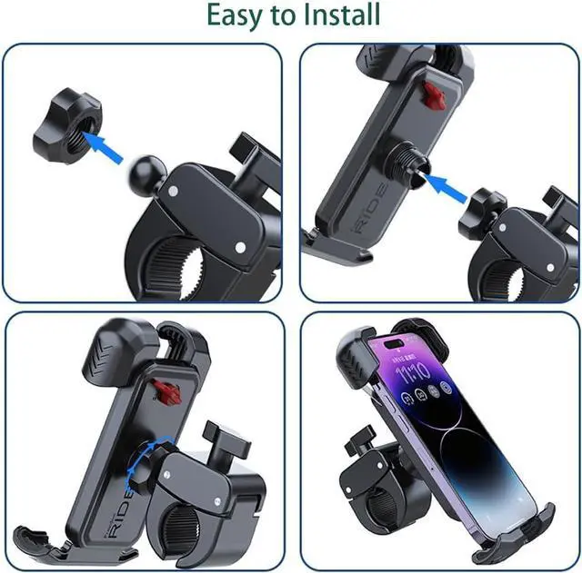 Alt view image 7 of 7 - Bicycle Phone Holder,Bike Cell Phone Holder for iPhone 16 15 14 13, Galaxy S24 S23 & 4.5-7" SmartPhone,360° Rotatable Handlebar Phone Mount for Scooter ATV Road Mountain Bike Golf Car Navigation