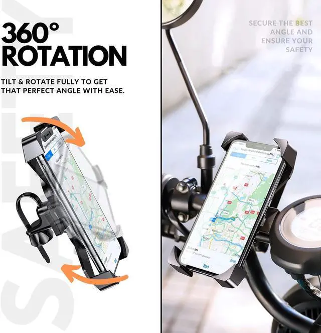Alt view image 4 of 7 - Motorcycle Phone Mount- Phone Holder for Bike Anti Shake & Durable Bicycle Phone Mount for iphone 14 Pro Max | 11 Pro Max | Android Cell Phones