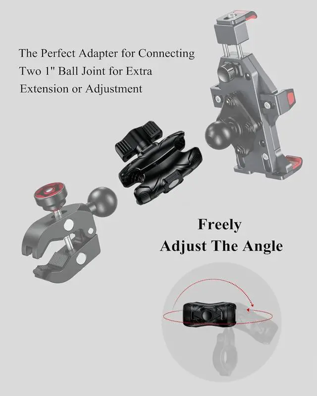 Alt view image 5 of 7 - BRCOVAN 2PCS Double Socket Arm High Strength Composite Short Arm Compatible with RAM Mounts B Size 1 Inch Ball Components & Bike Motorcycle Phone Mount Holder with 1'' Ball Adapter