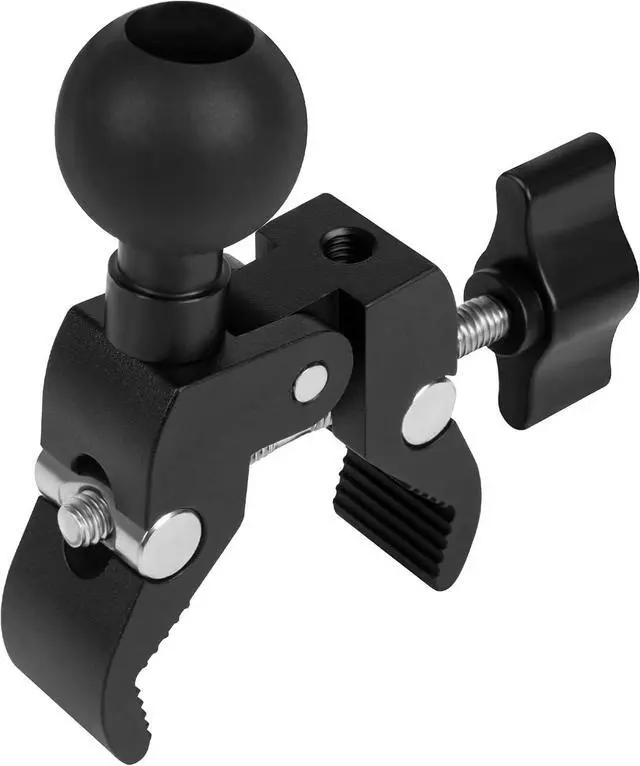 Main image of Aluminium Alloy Handlebar Mount Clamp Base with 1" Ball for Rails 0.5" to 2" in Diameter, Versatile Claw Compatible with RAM mounts B Size Double Socket Arm & Bike Motorcycle Phone Holder