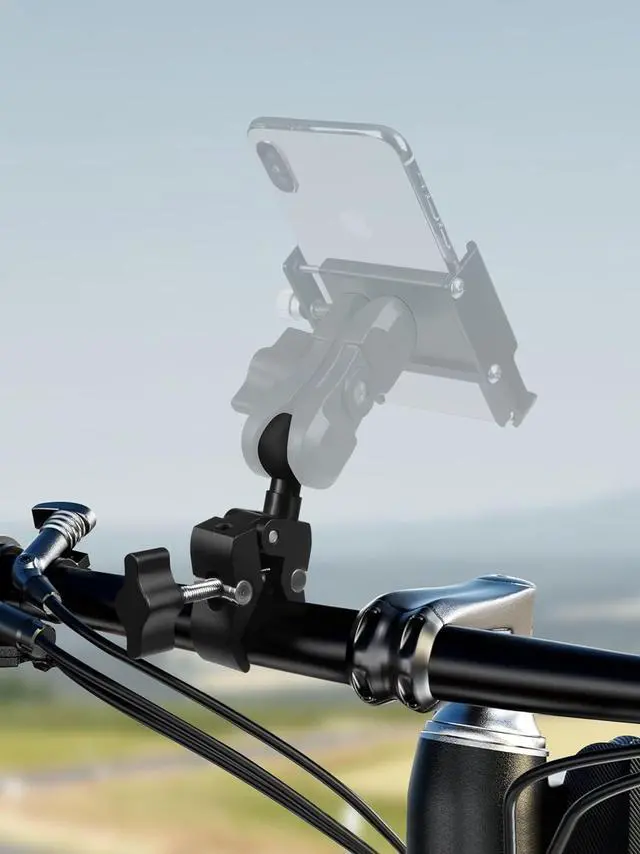 Alt view image 6 of 7 - Aluminium Alloy Handlebar Mount Clamp Base with 1" Ball for Rails 0.5" to 2" in Diameter, Versatile Claw Compatible with RAM mounts B Size Double Socket Arm & Bike Motorcycle Phone Holder