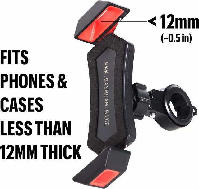 Alt view image 5 of 6 - The dashcam.Bike Phone Mount: The Best Bicycle Phone Holder That Reduces Shake Without Blocking Your Camera [Extended-Range for Wide, Tapered, or Road Handlebars]