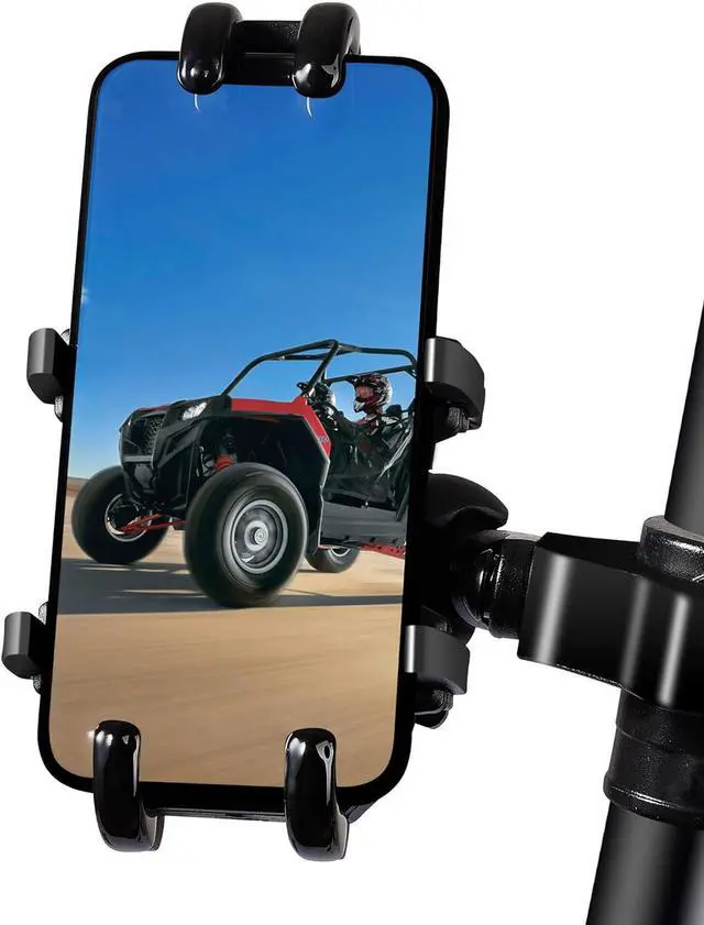 Main image of UTV Phone Holder, Aluminum Alloy Heavy Duty Cell Phone Mount for UTV/SXS,360° Adjustable Mounting Bracket Fits 1.75-2 Roll Cage, 8 Claws Tightly Hold iPhones or 4.7-7.1" Devices