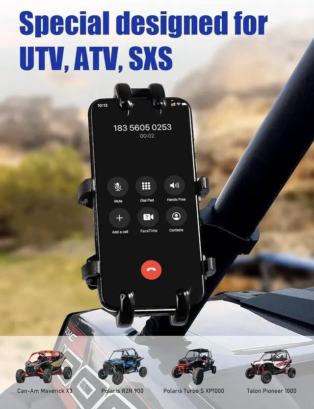 Alt view image 2 of 7 - UTV Phone Holder, Aluminum Alloy Heavy Duty Cell Phone Mount for UTV/SXS,360° Adjustable Mounting Bracket Fits 1.75-2 Roll Cage, 8 Claws Tightly Hold iPhones or 4.7-7.1" Devices