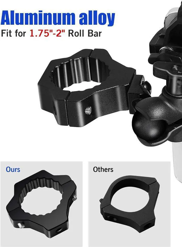 Alt view image 5 of 7 - UTV Phone Holder, Aluminum Alloy Heavy Duty Cell Phone Mount for UTV/SXS,360° Adjustable Mounting Bracket Fits 1.75-2 Roll Cage, 8 Claws Tightly Hold iPhones or 4.7-7.1" Devices