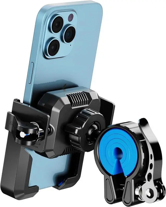 Main image of Bike & Motorcycle Phone Mount - Unobstructed Camera View Bicycle Handlebar Phone Clamp - Silicone-Wrapped Scooter Holder for 4.7''-7'' iPhone, Samsung, and Smartphones