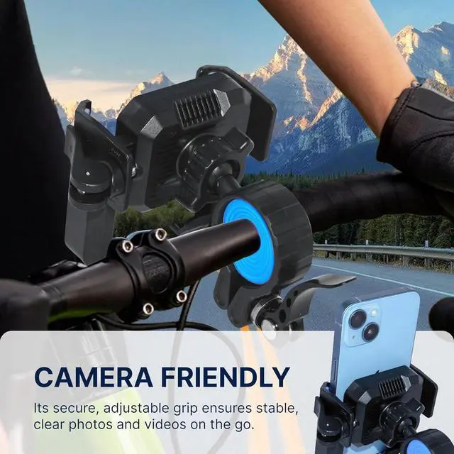 Alt view image 4 of 6 - Bike & Motorcycle Phone Mount - Unobstructed Camera View Bicycle Handlebar Phone Clamp - Silicone-Wrapped Scooter Holder for 4.7''-7'' iPhone, Samsung, and Smartphones