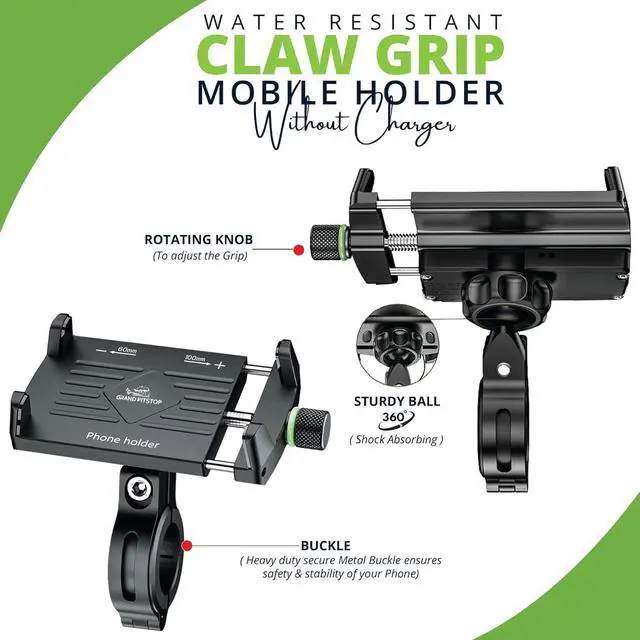 Alt view image 2 of 5 - GRAND PITSTOP Bike Phone Mount Holder, Camera Friendly, Aluminum Motorcycle Phone Mount, Handlebar Mounted Cell Phone Holder for Bike, 360° Rotation, Universal Phone Mount for 4.5-7 Inch Phones Black