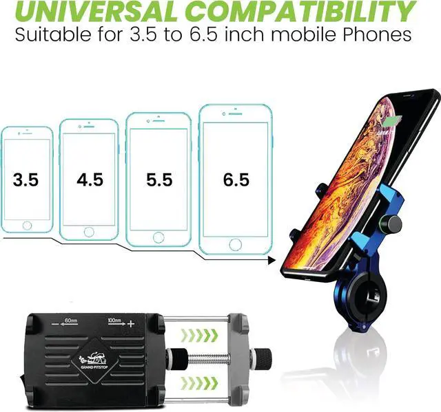 Alt view image 3 of 5 - GRAND PITSTOP Bike Phone Mount Holder, Camera Friendly, Aluminum Motorcycle Phone Mount, Handlebar Mounted Cell Phone Holder for Bike, 360° Rotation, Universal Phone Mount for 4.5-7 Inch Phones Black