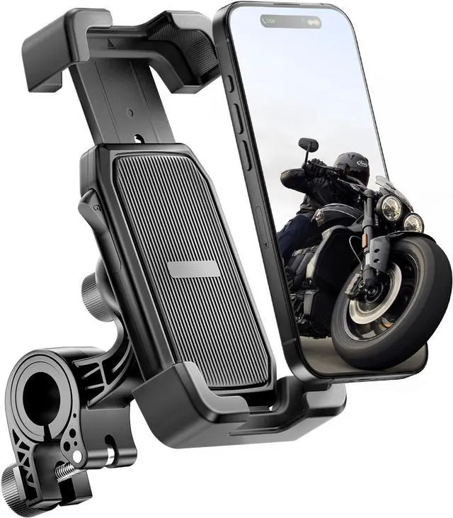 Main image of Motorcycle Phone Mount, Bike Phone Holder, [2025 Upgrade] One Hand Operation Scooter Phone Holder, ATV Phone Mount, for iPhone,Bicycle Handlebar Accessories for 4.7-7.0 inch Smartphones