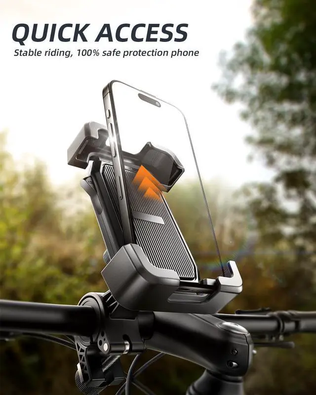 Alt view image 2 of 6 - Motorcycle Phone Mount, Bike Phone Holder, [2025 Upgrade] One Hand Operation Scooter Phone Holder, ATV Phone Mount, for iPhone,Bicycle Handlebar Accessories for 4.7-7.0 inch Smartphones