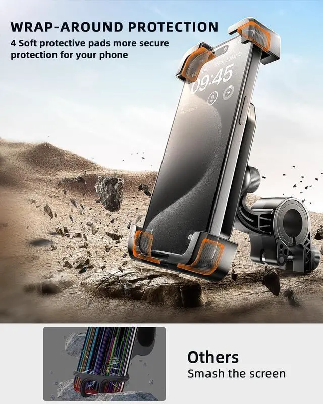 Alt view image 5 of 6 - Motorcycle Phone Mount, Bike Phone Holder, [2025 Upgrade] One Hand Operation Scooter Phone Holder, ATV Phone Mount, for iPhone,Bicycle Handlebar Accessories for 4.7-7.0 inch Smartphones