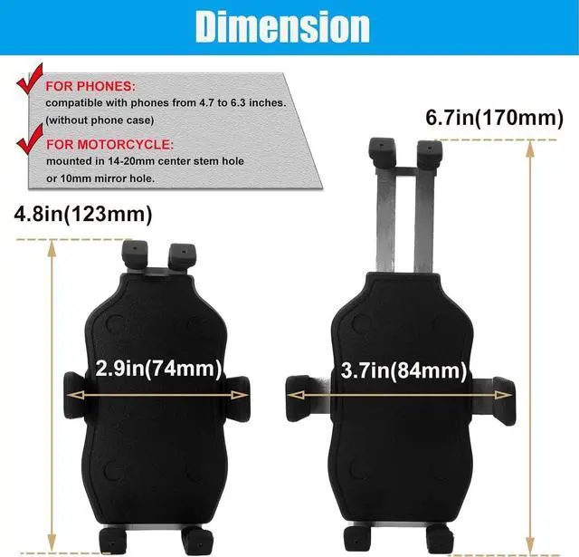 Alt view image 3 of 7 - Motorcycle Phone Mount GPS Navigation Bracket Mobile Phone Holder Fork Stem for Suzuki Hayabusa GSX-R 600 750 1000 YZF R1 R6 S1000RR CBR250R 300R Kawasaki Ninja 400