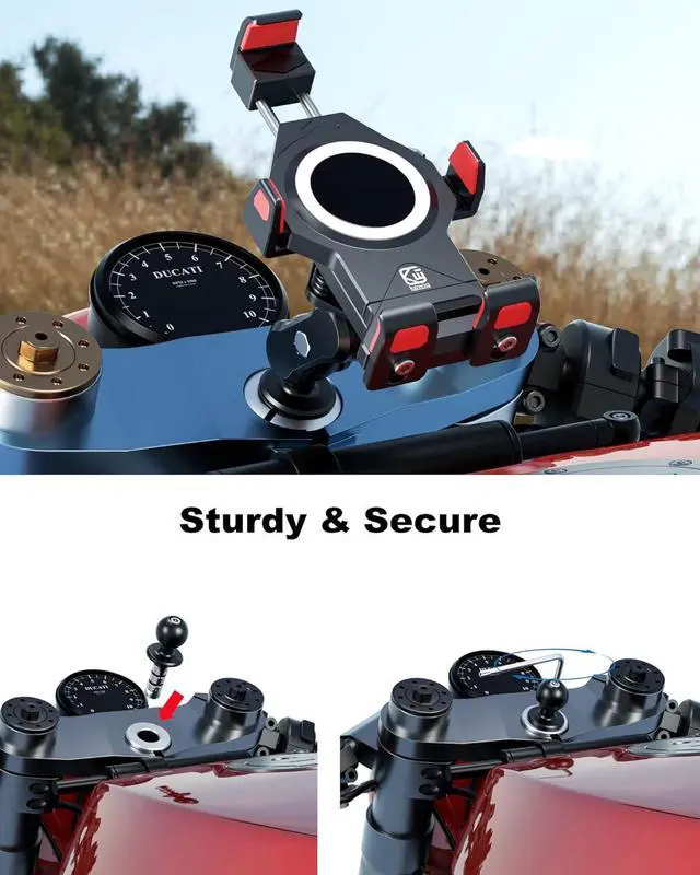 Alt view image 7 of 7 - BRCOVAN Metal Motorcycle Fork Stem Mount Base with 1'' TPU Ball for Stem Holes 12mm to 25.4mm in Diameter, Compatible with RAM Mounts B Size 1 Inch Ball Double Socket Arm