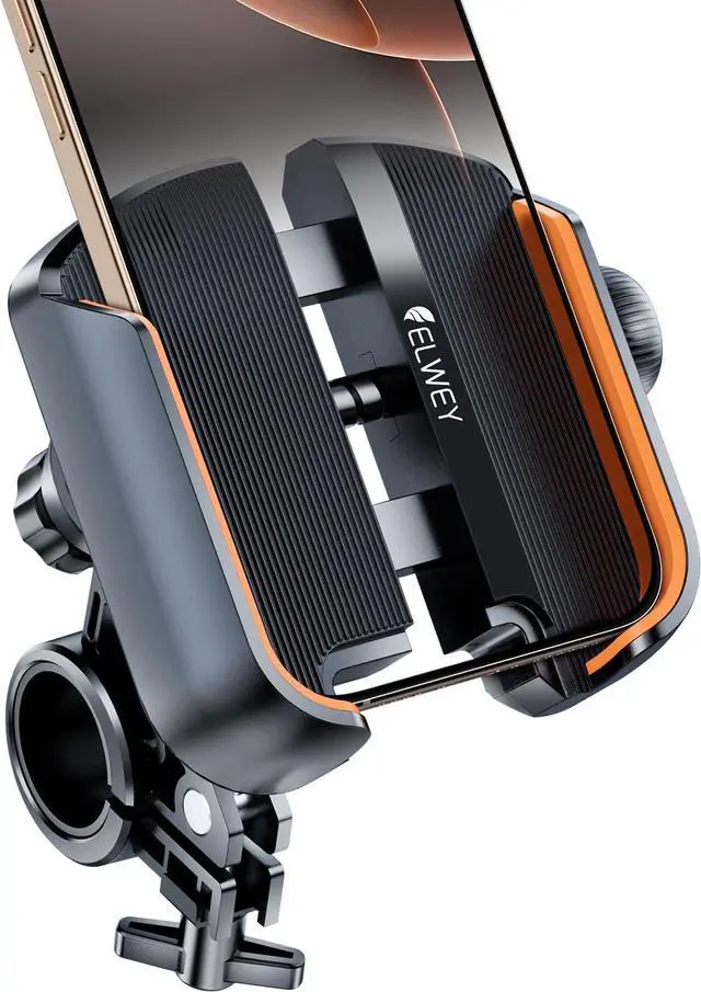 Main image of Phone Holder for Bike Handlebar, Motorcycle Mounts for Smartphone [Camera Friendly] Electric Bicycle Scooter Phone Clip Rotatable ebike Stand Clamp Compatible with iPhone Samsung Galaxy