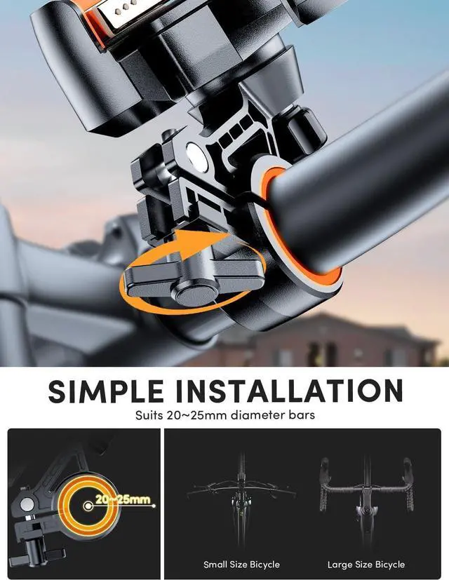 Alt view image 3 of 7 - Phone Holder for Bike Handlebar, Motorcycle Mounts for Smartphone [Camera Friendly] Electric Bicycle Scooter Phone Clip Rotatable ebike Stand Clamp Compatible with iPhone Samsung Galaxy