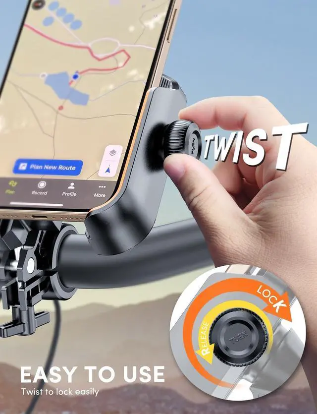 Alt view image 4 of 7 - Phone Holder for Bike Handlebar, Motorcycle Mounts for Smartphone [Camera Friendly] Electric Bicycle Scooter Phone Clip Rotatable ebike Stand Clamp Compatible with iPhone Samsung Galaxy