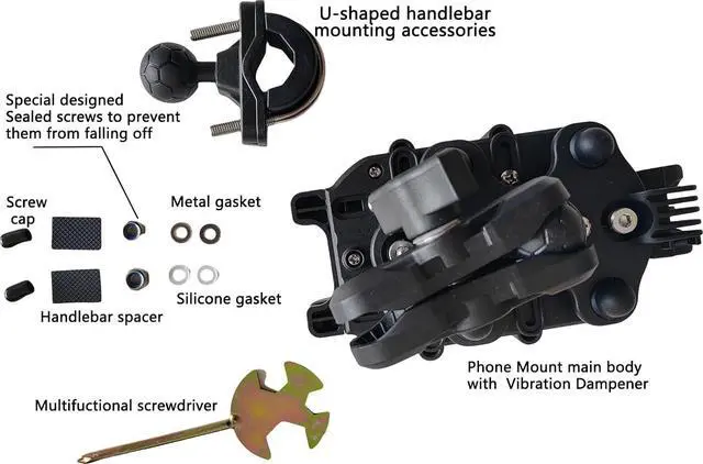 Alt view image 5 of 7 - X-Energy Anti Vibration Shake Motorcycle Phone Mount Holder Handlebar with Vibration Dampener Anti Shake for Motorcycle Bike Bicycle ATV Harley Davidson Fit 4.7''-7.2'' Cell Phone