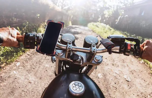 Alt view image 7 of 7 - Terminal Velocity Sport Cell Phone Mount for Motorcycle bicycl E-Bike Scooter Stroller and Stationary Bike. Sturdy, 360 Lockable Design with Speed Release Mirror Mount and rain Cover (Yellow)