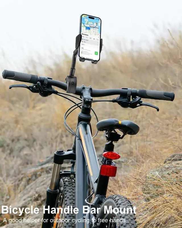 Alt view image 2 of 7 - woleyi Gooseneck Phone Holder for Bike - Motorcycle Phone Mount, 360° Rotatable Adjustable Cell Phone Handlebar Clamp, Scooter Phone Clip, Compatible with 4.7-6.9 iPhone 16 15 14 13 12 11 X 8 Pro Max