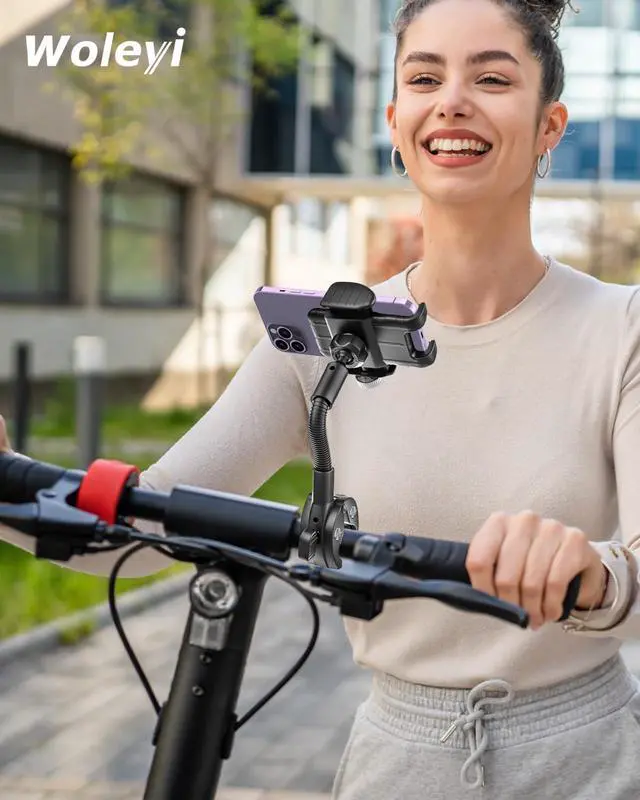 Alt view image 7 of 7 - woleyi Gooseneck Phone Holder for Bike - Motorcycle Phone Mount, 360° Rotatable Adjustable Cell Phone Handlebar Clamp, Scooter Phone Clip, Compatible with 4.7-6.9 iPhone 16 15 14 13 12 11 X 8 Pro Max