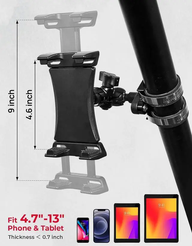 Alt view image 3 of 7 - KEMIMOTO UTV Phone Mount ATV Holder, Fit 4.7"-13" Phone & Tablet, 360° Adjustable Heavy Duty, Compatible with Can-Am Maverick X3 Outlander Polaris RZR Sportsman Kawasaki Talon Viking