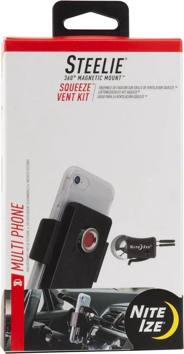 Main image of Nite Ize Steelie Vent Kit - Magnetic Cell Phone Holder for Car Vents - Phone Mount - Squeeze