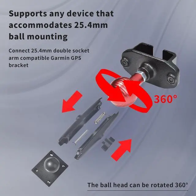 Alt view image 3 of 7 - HYS Handheld Radio/Mic Hanger with Belt Clip/Round Knob Holder with 1" (25mm) Ball Head Adapter Compatible with RAM mounts B Size Double Socket Arm & Bike Motorcycle Ham Radio Mount